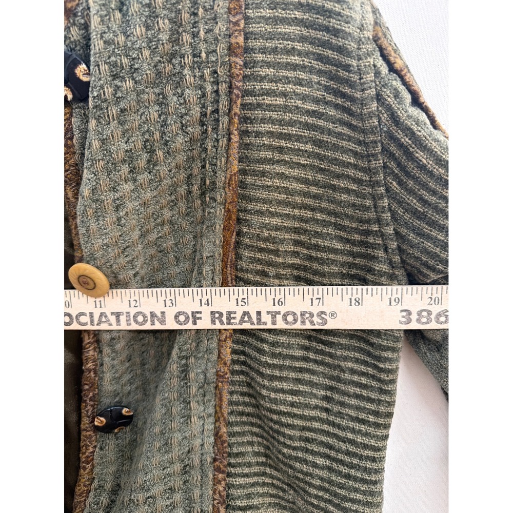 Flashback Vintage Patchwork Jacket Green Brown Cotton Rayon Boho Medium - Picture 7 of 8